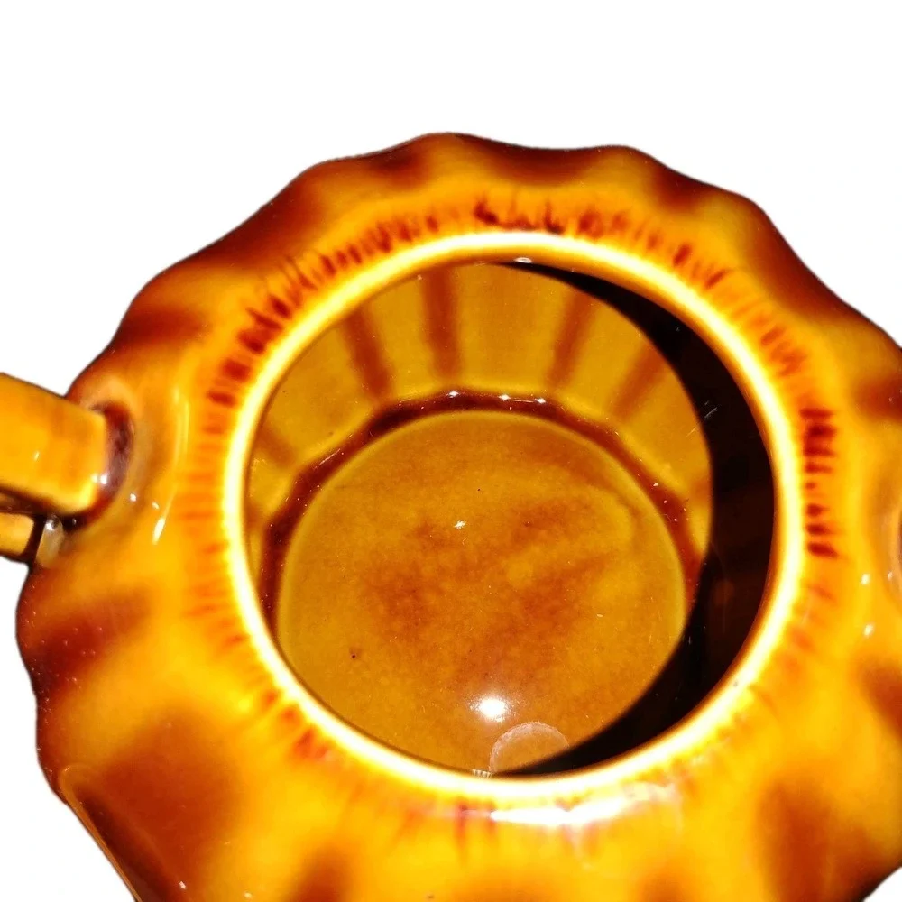 Vintage Style Eyes Creamer & Sugar Bowl Brown by Baum‎ Bros.  wood-like EUC